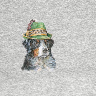 Bernese Mountain Dog in Traditional Green Alpine Hat T-Shirt